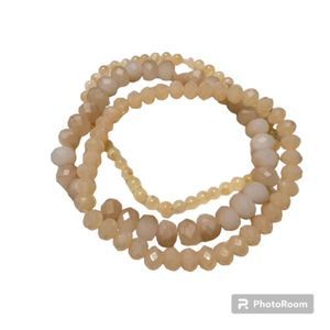 Lot of 3 Peach Faceted Graduated Beads Elastic Bracelet